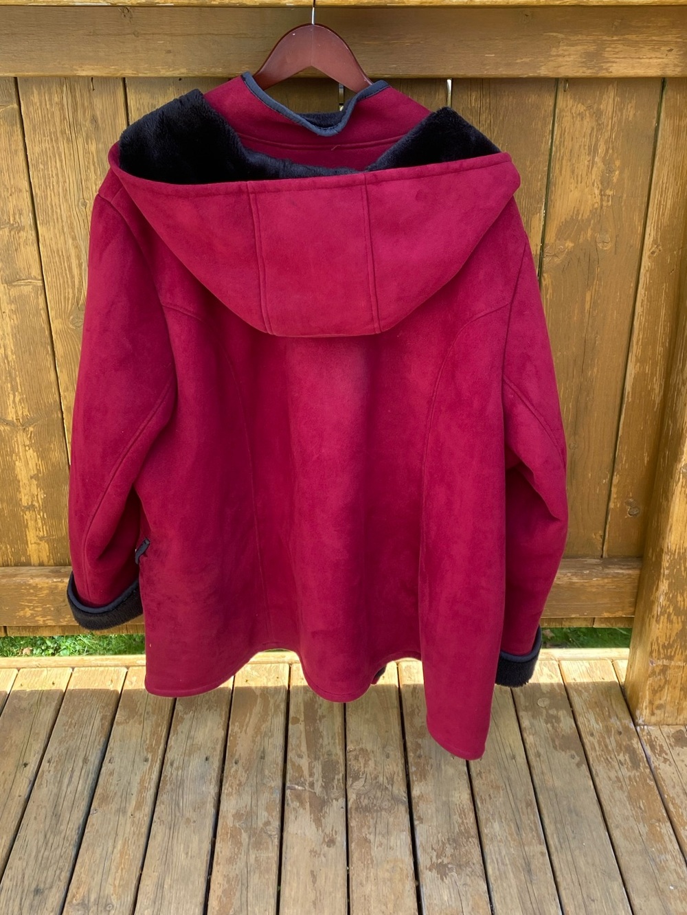 Penningtons Plus Size Faux Shearling Coat Cherry Red Black Size 4X - Picture 9 of 13